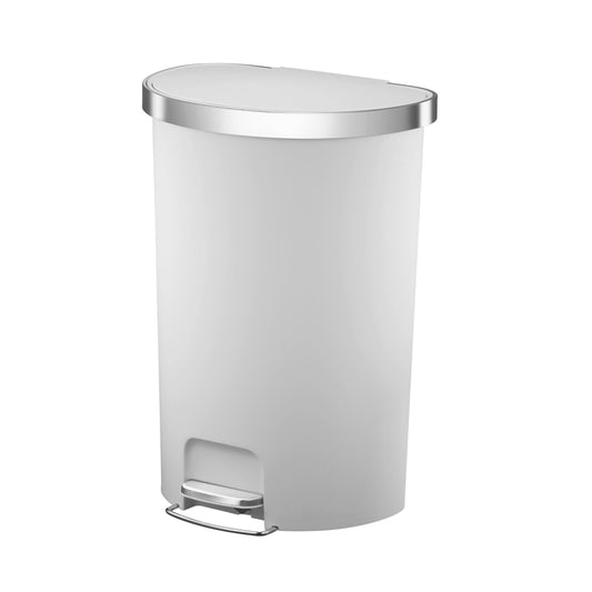 Homes & Gardens 14.5 Gal Plastic Semi Round Kitchen Step Trash Can, Gray