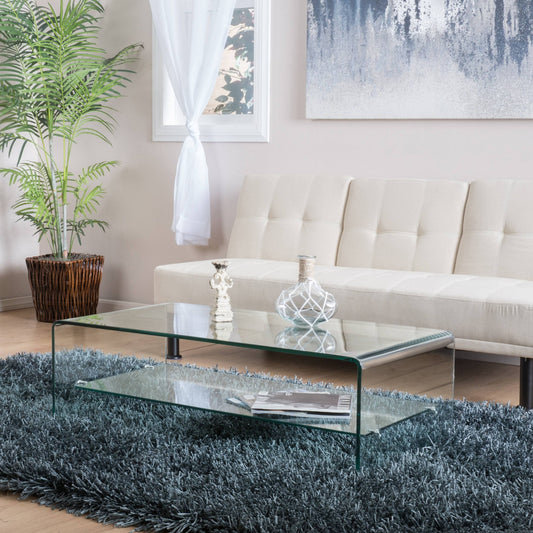 House Roman Glass Coffee Table With Shelf