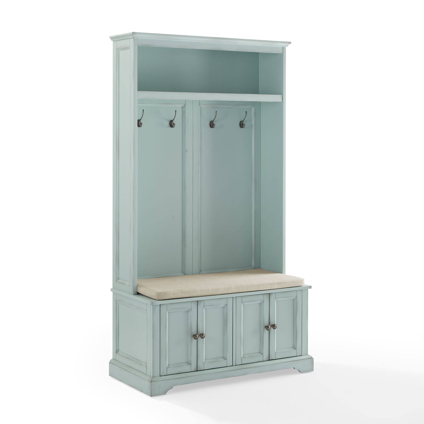 Holbrook Distressed Seafoam Blue Hall Tree