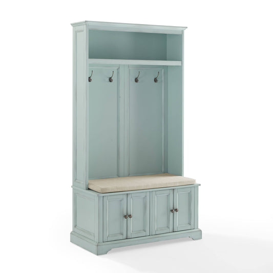 Holbrook Distressed Seafoam Blue Hall Tree