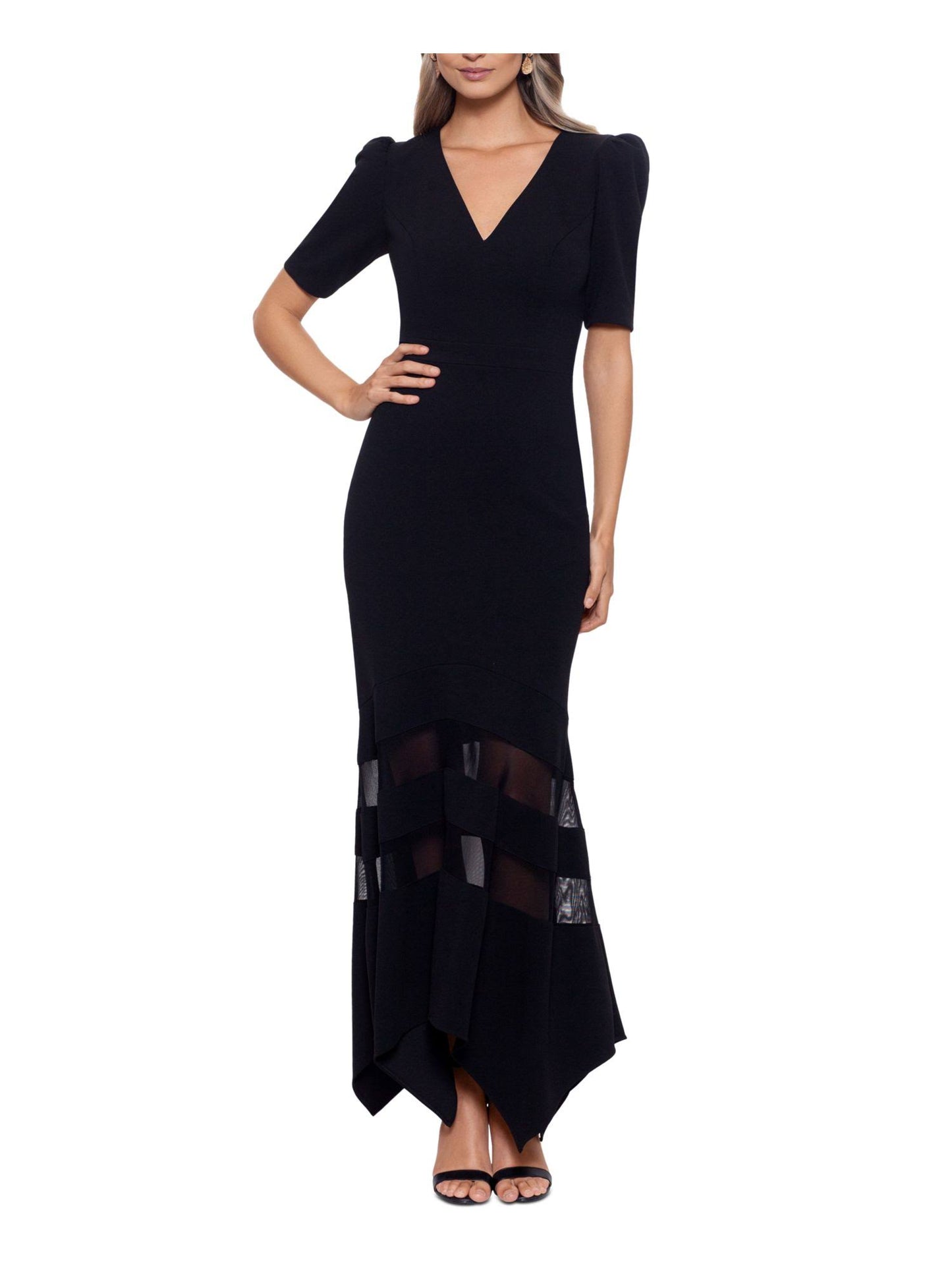 Illusion Fit & Flare Gown - Black - Size 14