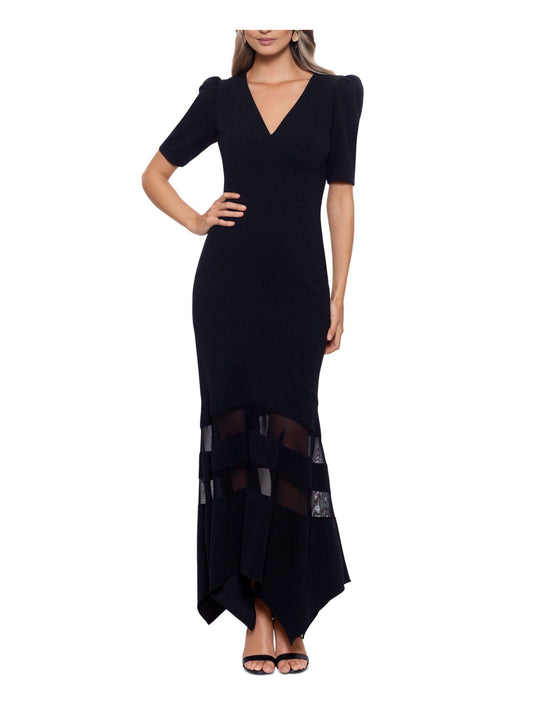 Illusion Fit & Flare Gown - Black - Size 14