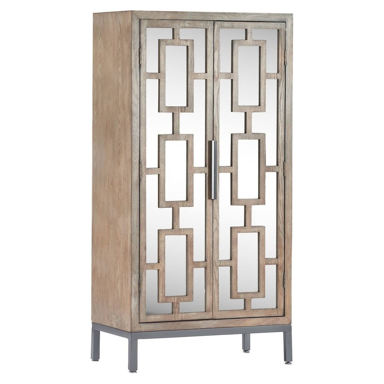 Hilfiger Hayworth Tall Mirrored Accent Cabinet Ash Gray