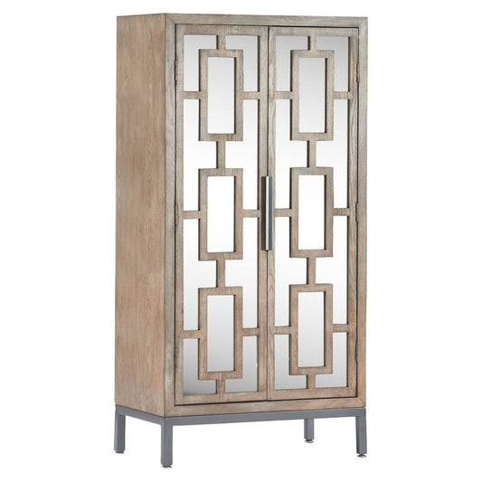 Hilfiger Hayworth Tall Mirrored Accent Cabinet Ash Gray