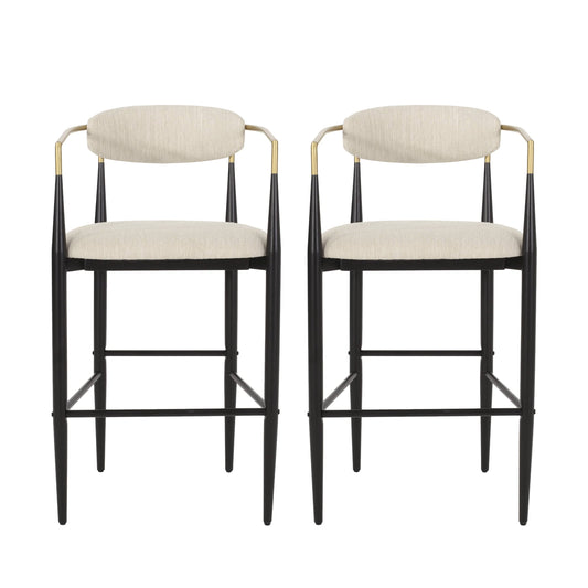 House Elmore Modern Fabric Upholstered Iron 30 Inch Barstools (Set Of 2)