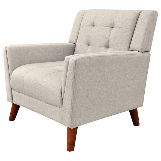 House Laiah Mid Century Modern Fabric Tufted Arm Chair, Mocha