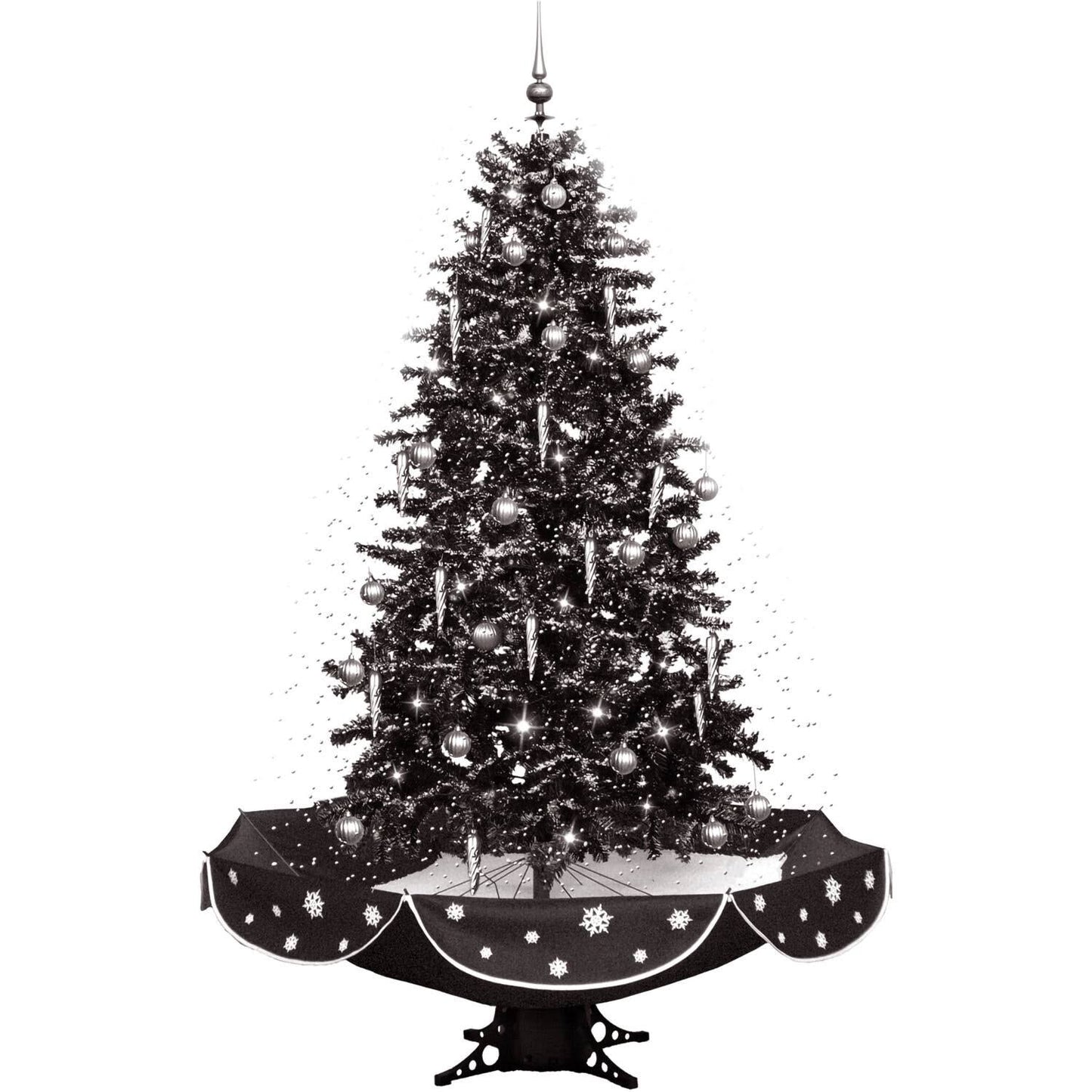 Hill Farm Let It Snow Series 75-In. Musical Christmas Tree With Black Umbrella Base And Snow Function, Fstr075a-Blk2