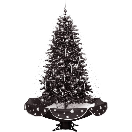 Hill Farm Let It Snow Series 75-In. Musical Christmas Tree With Black Umbrella Base And Snow Function, Fstr075a-Blk2