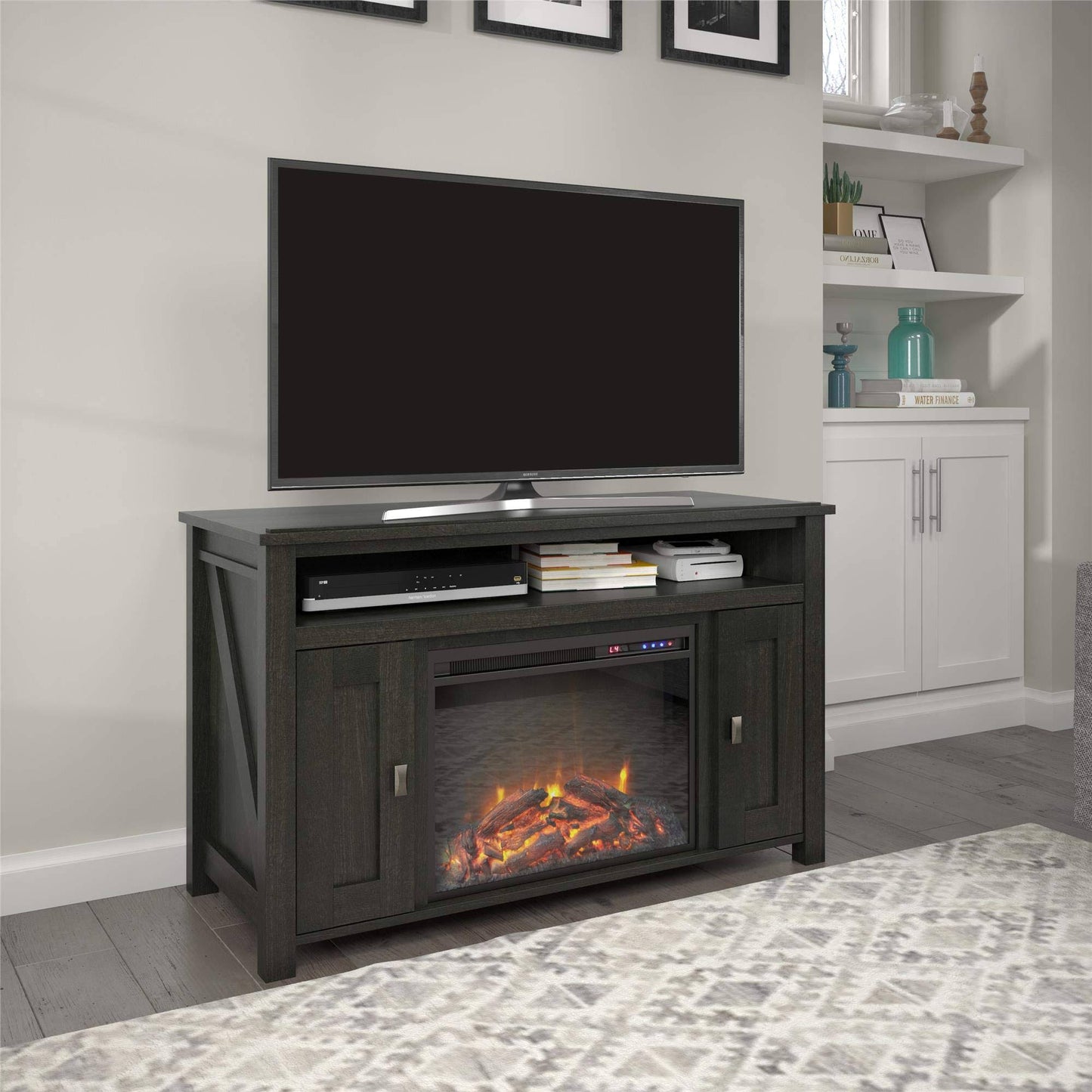 Home Farmington Black Oak 50" Electric Fireplace Tv Console