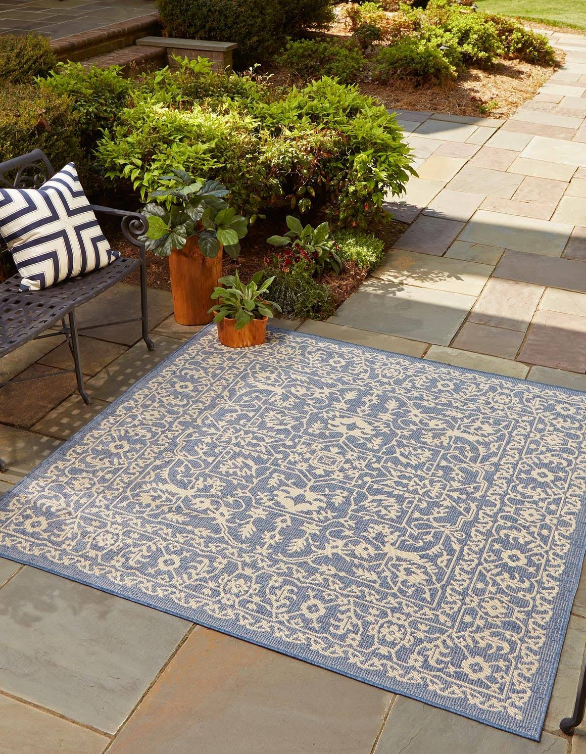Home Pashio Pas 6' X 6' Square Area Rug - Navy Blue