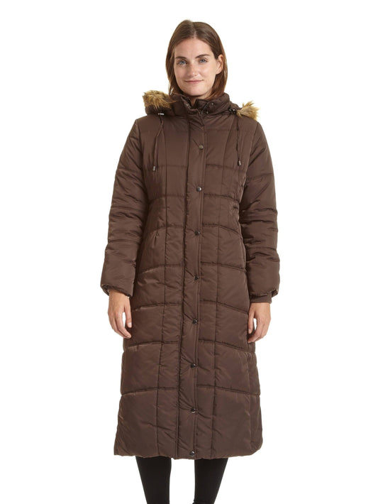 Hooded Long Puffer Coat, Size Xl, Black