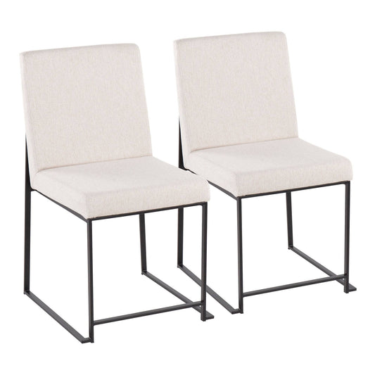 High Back Fuji Dining Chair Beige Fabric Black Steel (Set Of 2)