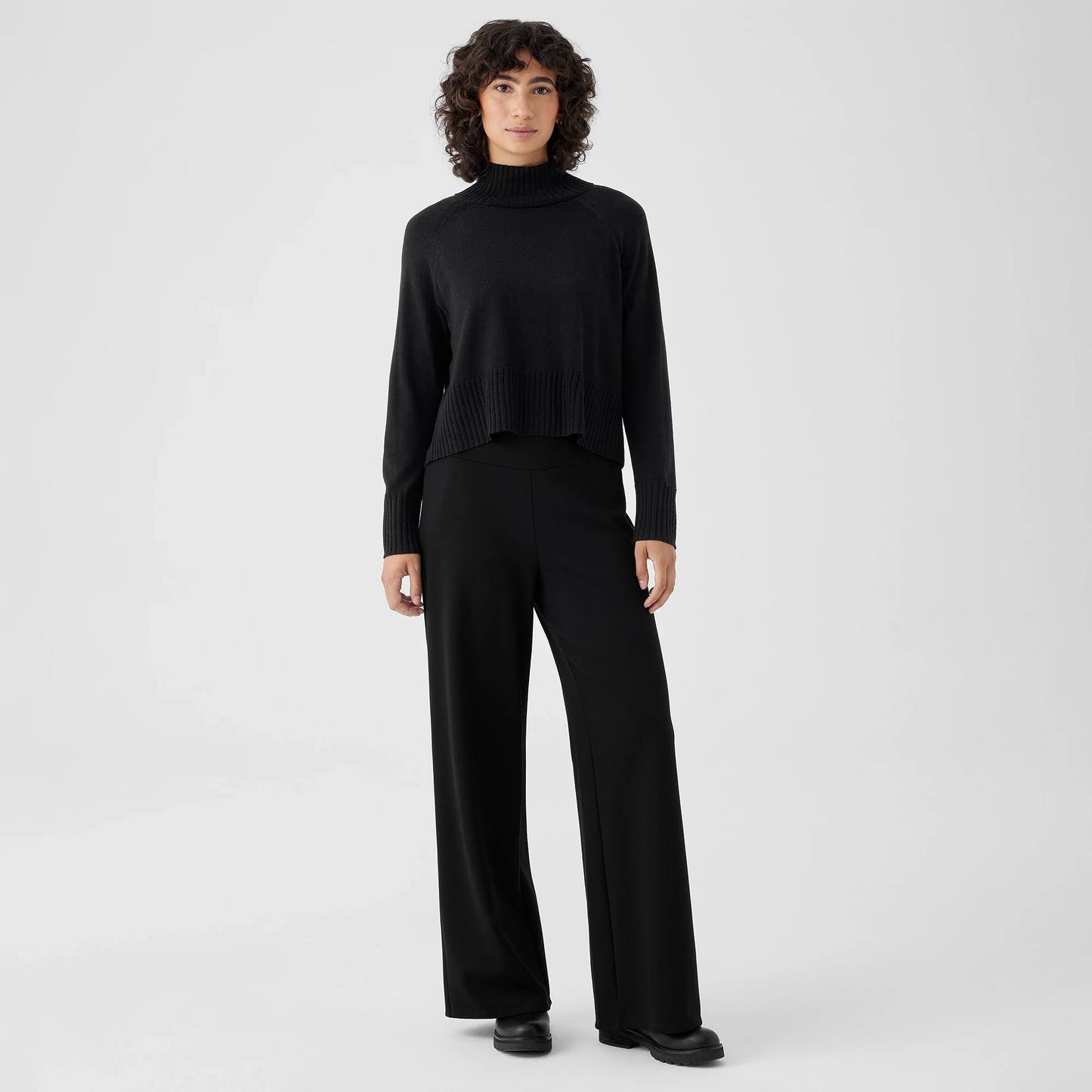 High Rise Wide Leg Pants In Black