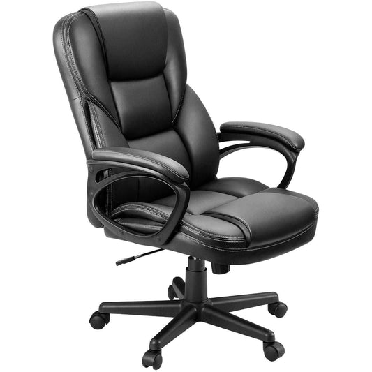 High Back Executive Office Chair Adjustable Home Task Chair Swivel Pu Leather Computer Chair With Lumbar Support Black