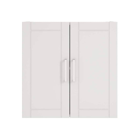 Home Wood 2-Shelf Wall Mounted Garage Cabinet In Gray (24 In W X 24 In H X 12 In D), White Hd18922