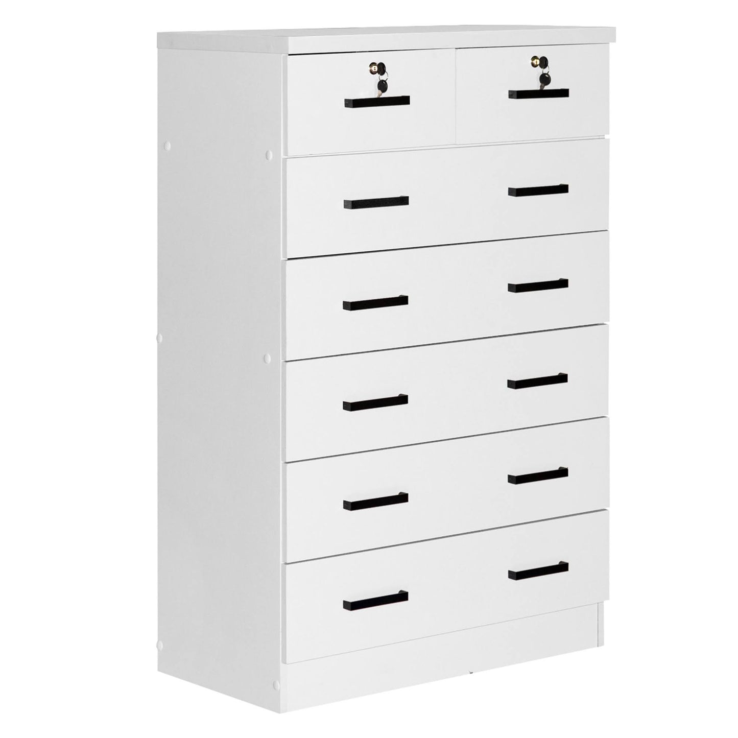 Home Products Cindy 7 Drawer Chest Wooden Dresser With Lock In White
