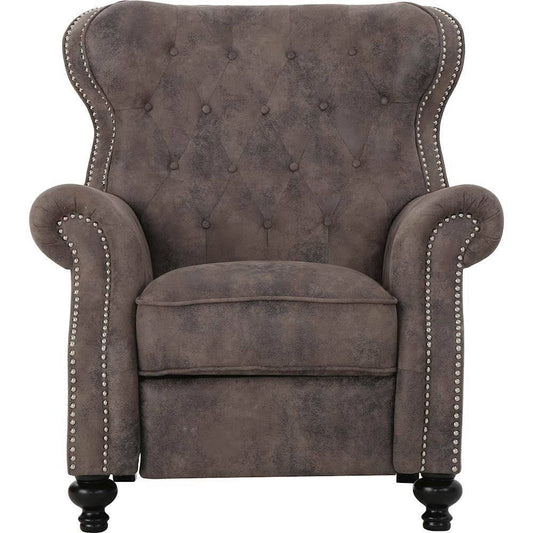 House Walder Recliner In Warm Stone And Dark Brown