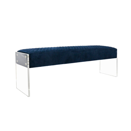 Home Tribecca Acrylic & Velvet Bench, Navy
