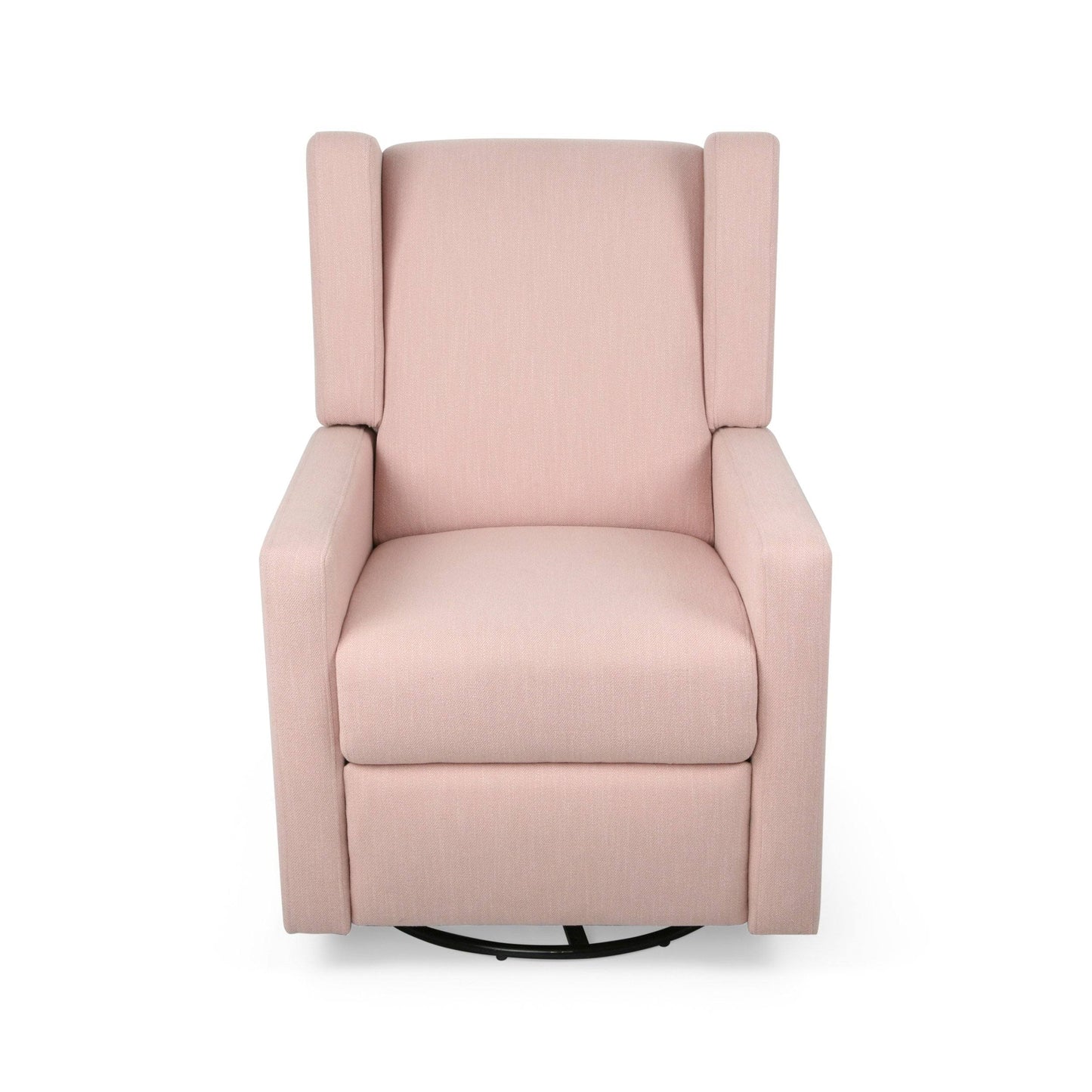 House Rushika Contemporary Fabric Upholstered Swivel Recliner, Blush And Black