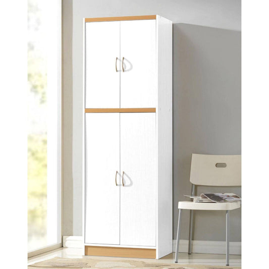 Hi224 4-Door Kitchen Pantry Cabinet With 4-Shelves, White