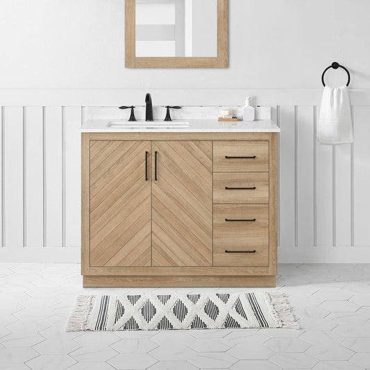 Huckleberry 36 In. W X 19 In. D X 34 In. H Single Sink Bath Vanity In Weathered Tan With White Engineered Marble Top