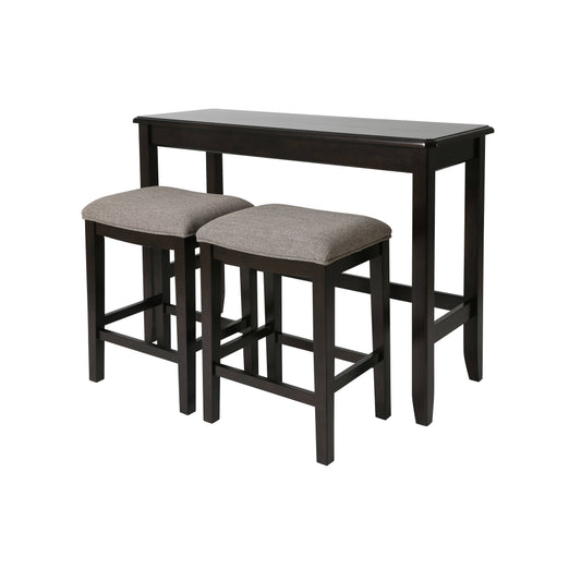 Home Sofa Table With Two Stools, Espresso