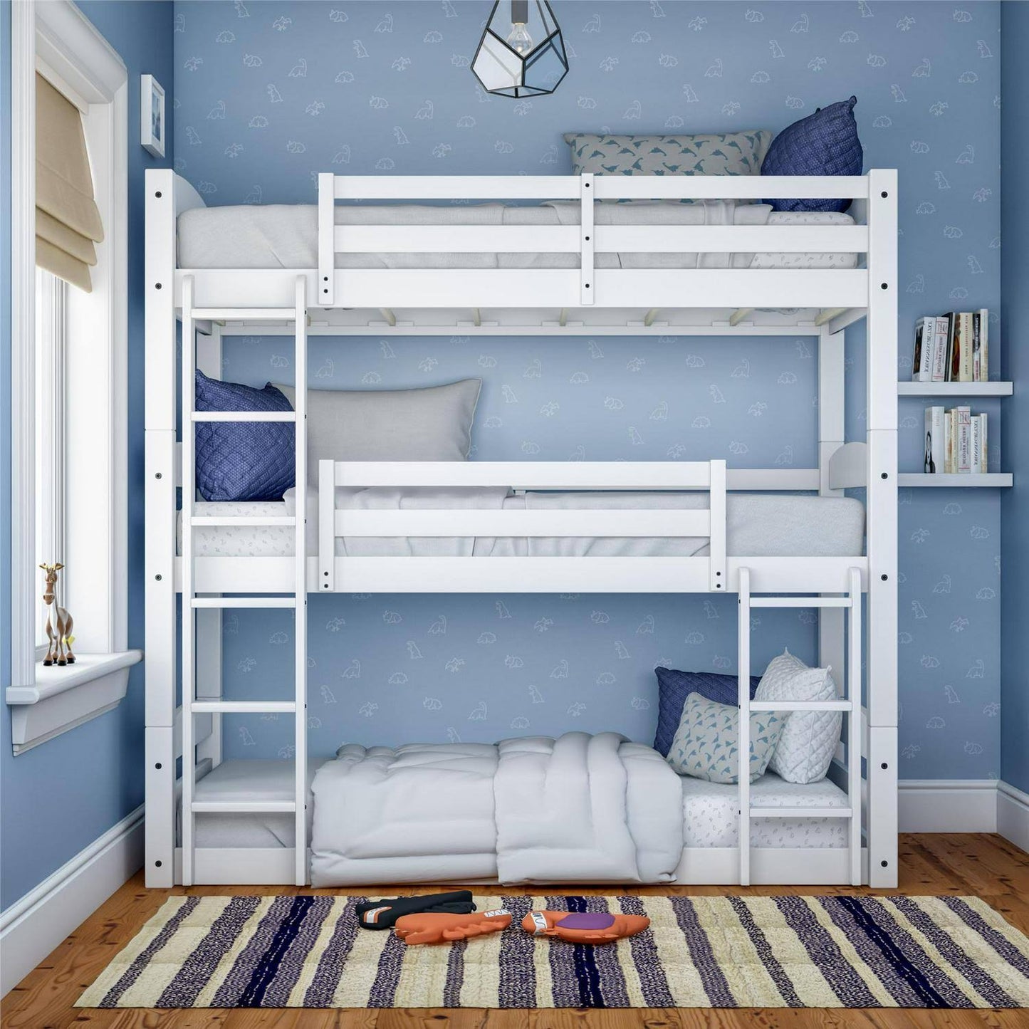 Homes & Gardens Tristan Triple Bunk Bed, White, Size: Twin