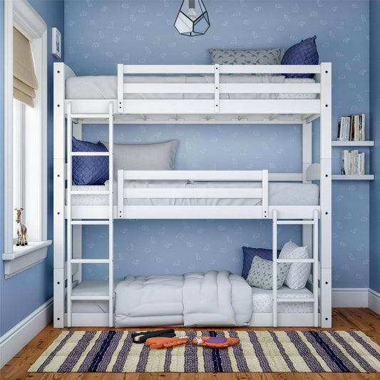 Homes & Gardens Tristan Triple Bunk Bed, White, Size: Twin