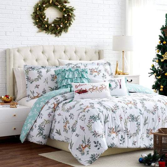 Holidays Quilt Bed White 5 6 Pc Set , King / Cal King, White