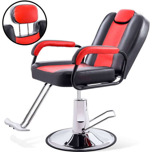 Hydraulic Recliner Barber Chair For Hair Salon With 20% Extra Wider Seat & Heavy Duty Hydraulic Pump, 2021 Upgraded Salon Beauty Equipment