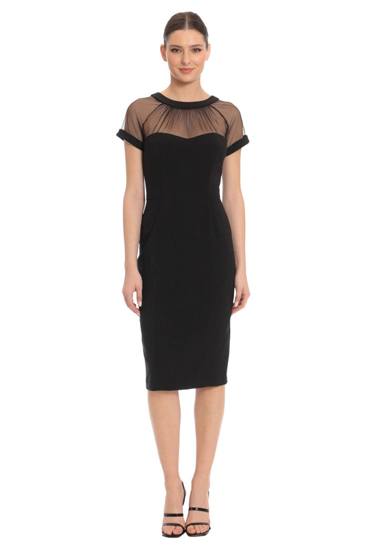 Illusion Top Crepe Women's Dress Black : 16