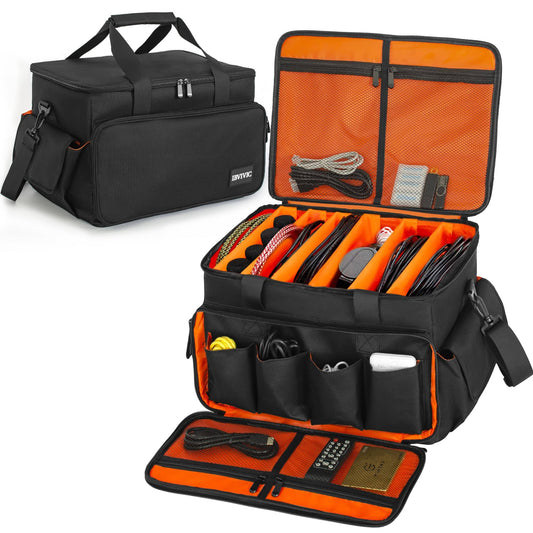 High Capacity Gig Band Cable File Bag, 600d Oxford With With Adjustable Dividers And Double Separate Bags, For Cords, Sound Equipment, Dj