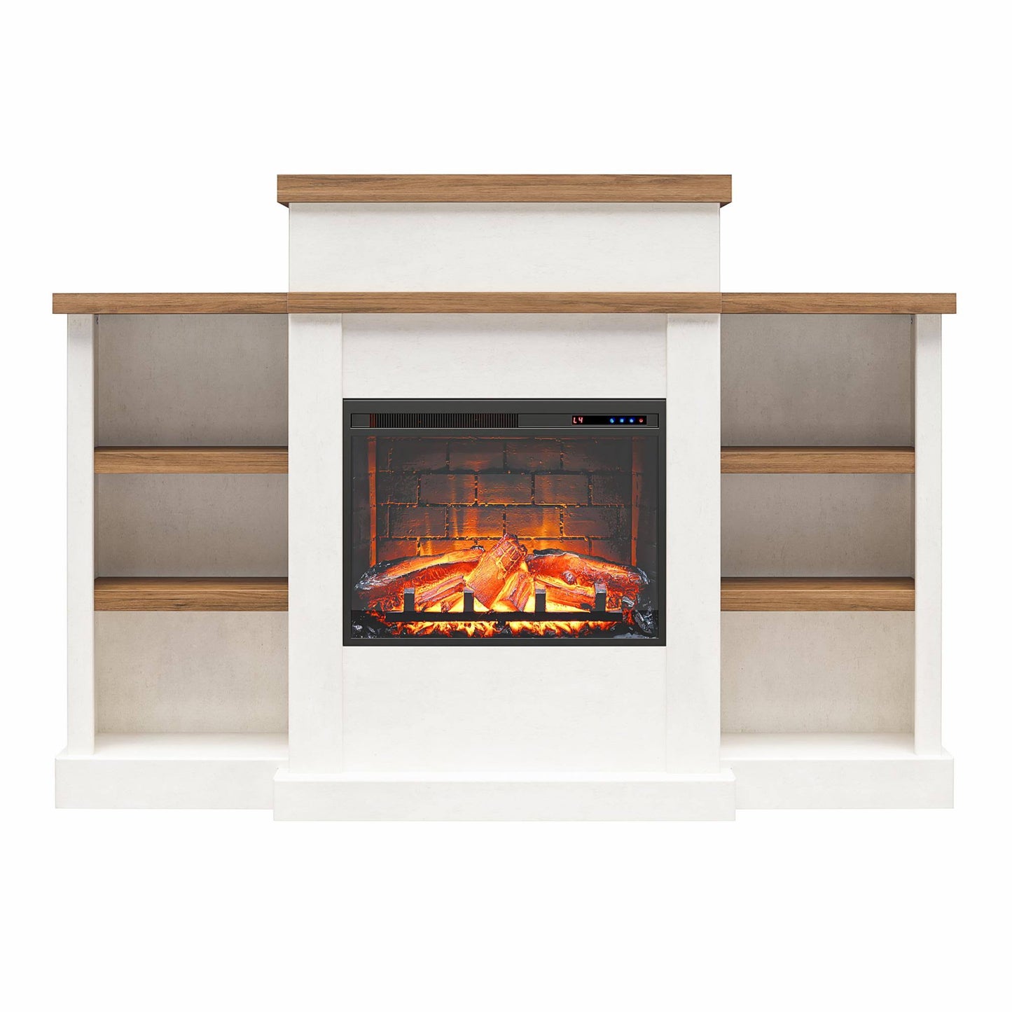 Home Gateswood Electric Fireplace With Mantel And Bookcase, Plaster