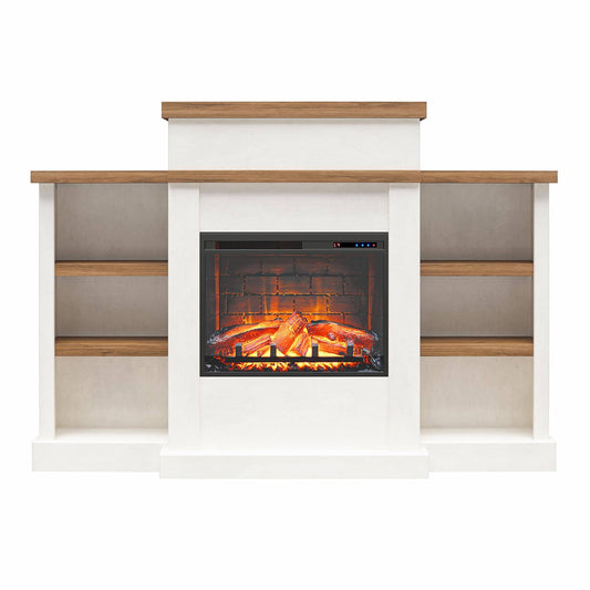 Home Gateswood Electric Fireplace With Mantel And Bookcase, Plaster