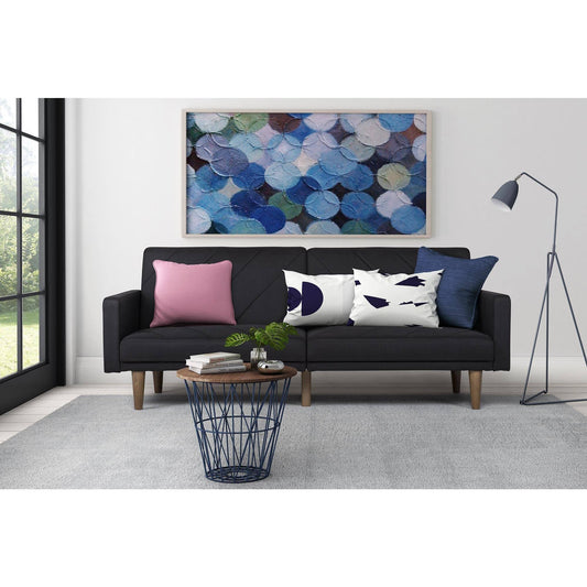 Home Furnishings Paxson Linen Convertible Futon, Black