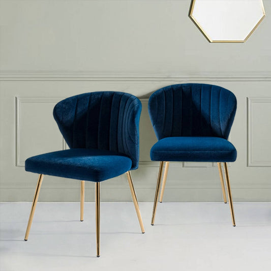Home Upholstered Premium Velvet Tufted Dining Chair With Small Base, Set Of 2 - Navy