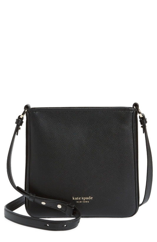 Hudson Pebbled Leather Small Messenger Bag - Black