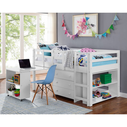 Home Low Study Loft Bed White/Twin