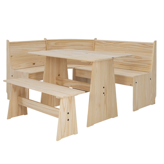 Home Decor Products Unfinished Corner Dining Set By Linon Leyton Nook
