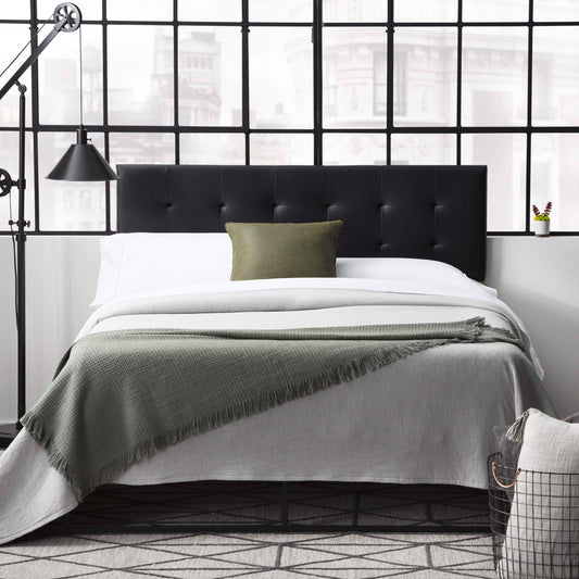 Home Hawthorne Faux Leather Headboard Platform, Full/Full Xl, Black