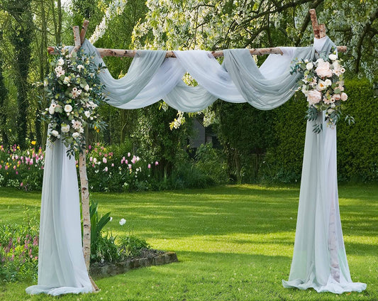 Home Designs Wedding Arch Draping Fabric Bundle Has 2 288 Inch (24 Feet) Scarves In Silver & White Fabric Colors For Wedding Fabric, Wedding