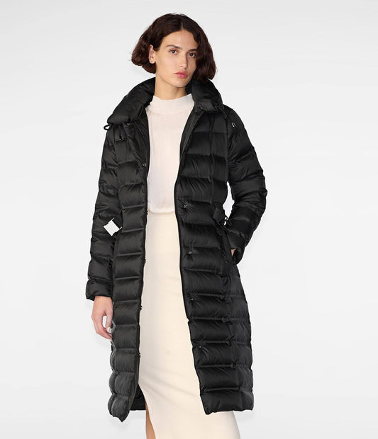 Hooded Cire Puffer Coat - Black - Medium