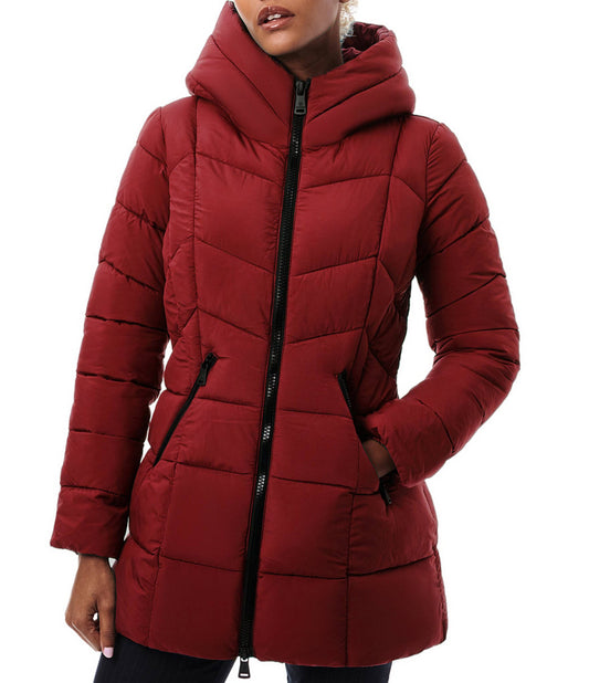 Hooded Quilted Puffer Walker, Size Large, Dark Forest