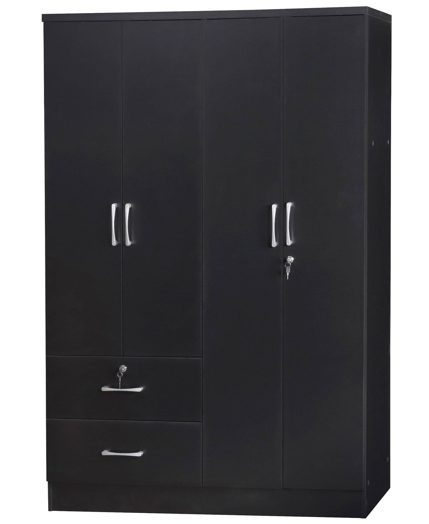 Home Products Luna Modern Wood 4 Doors 2 Drawers Armoire In Black
