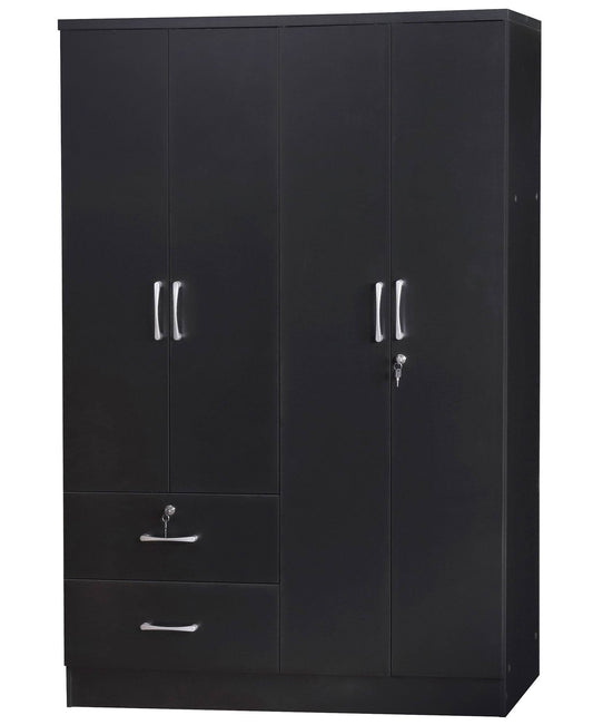 Home Products Luna Modern Wood 4 Doors 2 Drawers Armoire In Black
