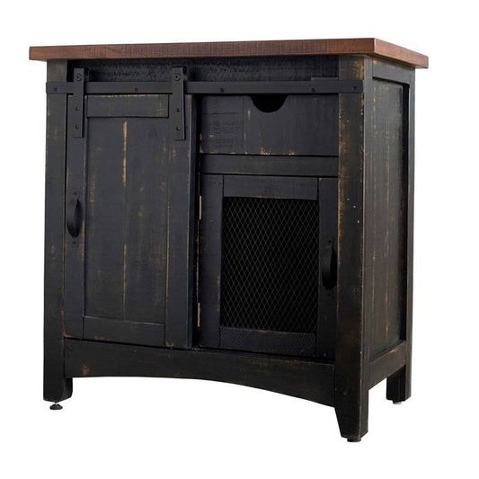 Hill 32" Solid Wood Sliding Barn Door Accent Chest In Distressed Black - Bh-4752-1948619
