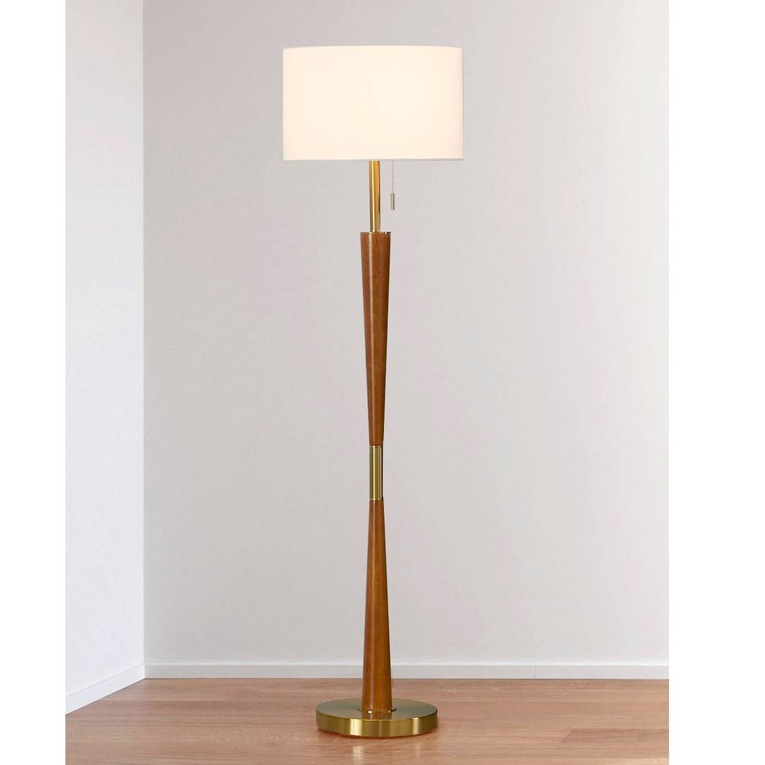 Hg9131f-Bn Century 61 In. Brushed Nickel Wood Floor Lamp