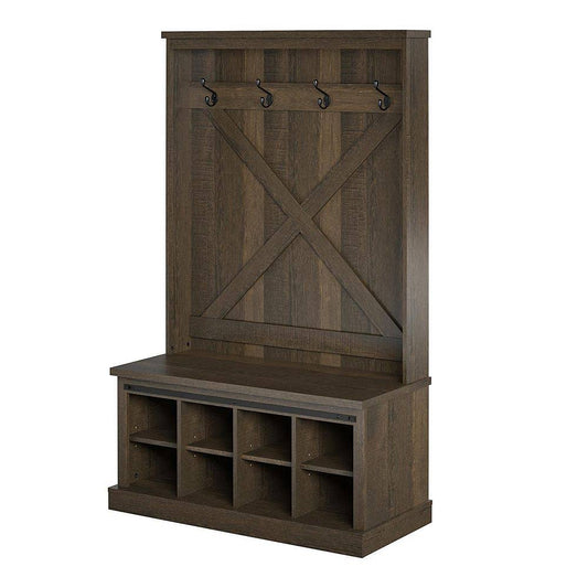 Home Knox County Entryway Bench With Hall Tree Brown Oak