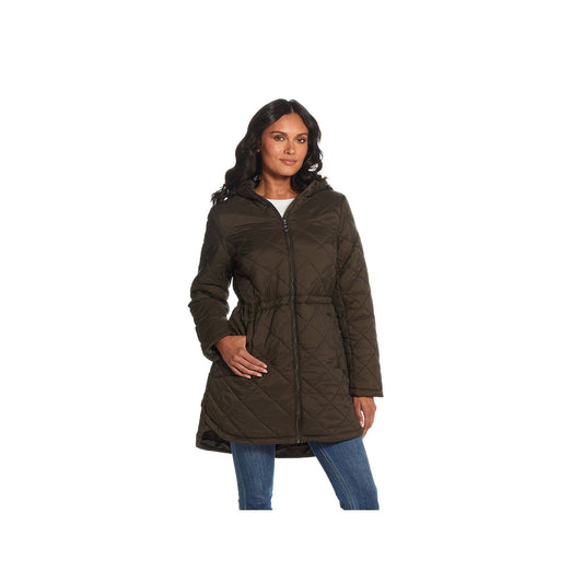 Hood Quilted Anorak Jacket, Size: Large, Blue