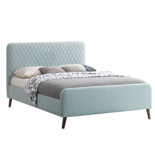 Home Products Roza Velvet Upholstered Queen Bed With Headboard Light Blue
